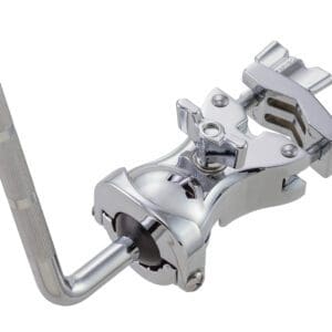 A chrome drum clamp on a white background.