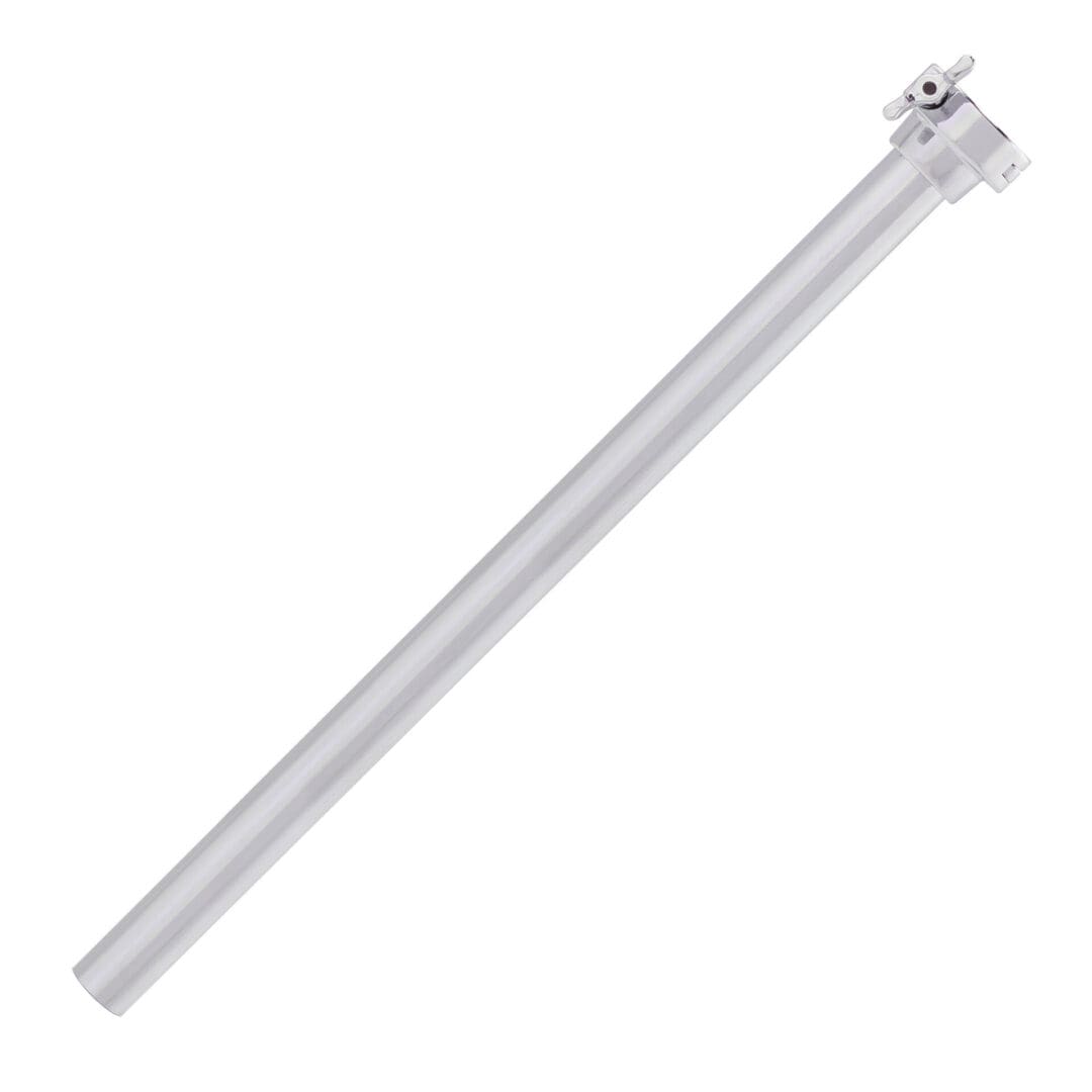 A white tube with a metal handle on a white background.