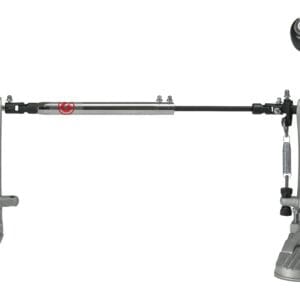 A pair of drum pedals on a white background.