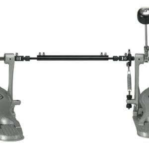 A pair of drum pedals on a white background.