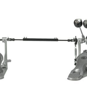 A pair of drum pedals on a white background.