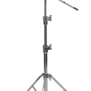 A chrome drum stand on a white background.