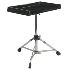 A black drum stand on a white background.