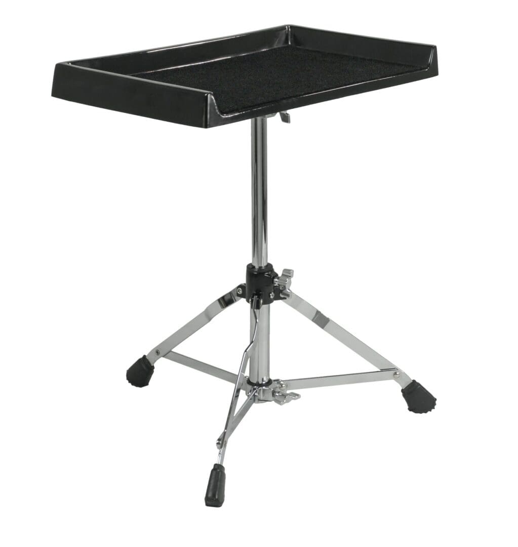 A black drum stand on a white background.