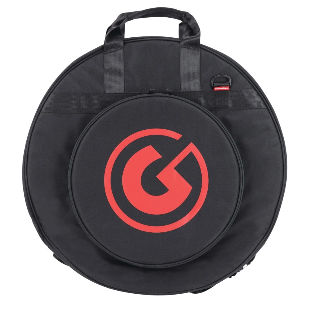 A black drum bag with the g logo on it.