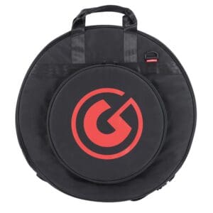 A black drum bag with the g logo on it.