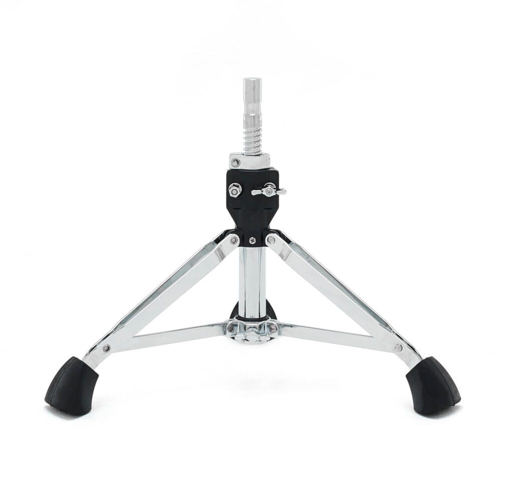 A black drum stand on a white background.