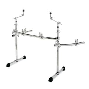 A pair of drum stands on a white background.