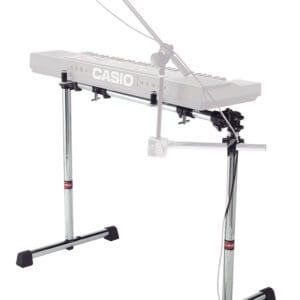 Casio keyboard stand with microphone.