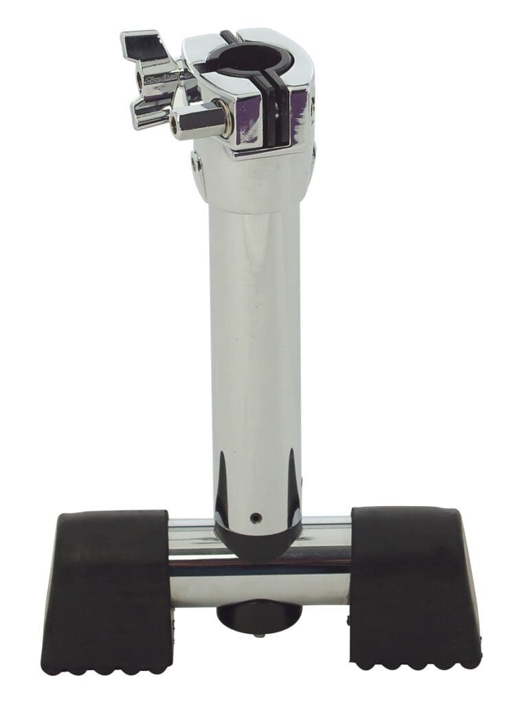 A chrome stand with a black base.