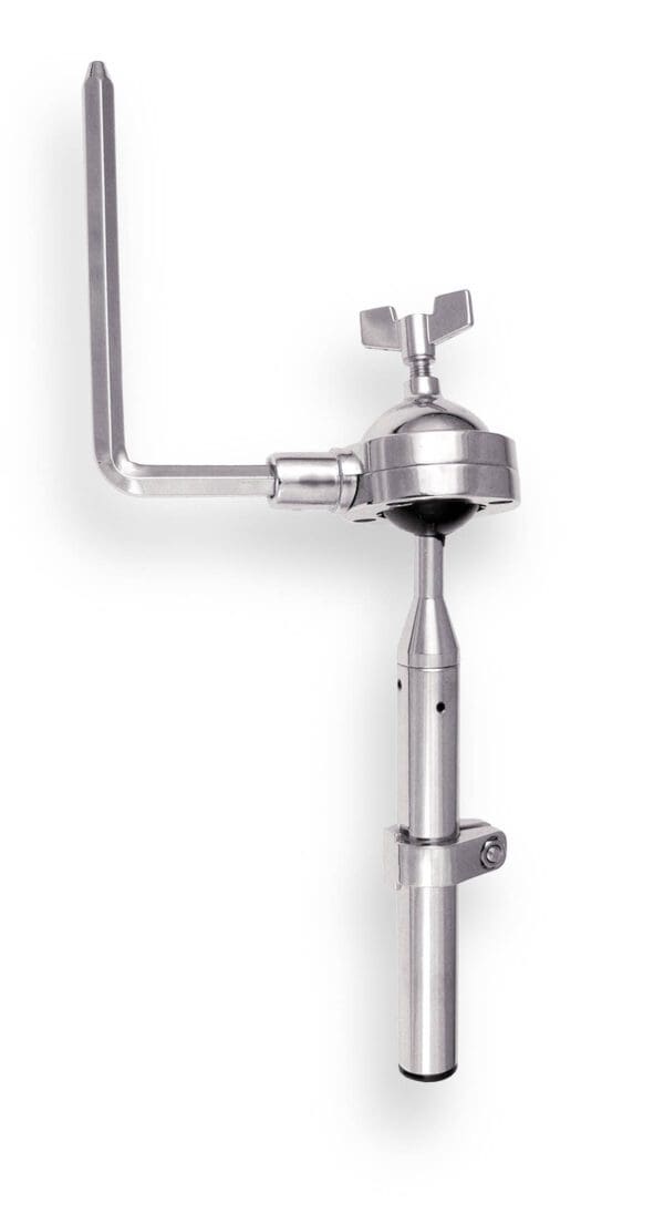 A stainless steel holder with a handle on a white background.