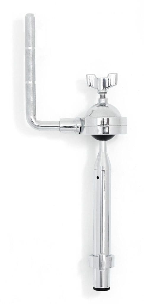 A chrome faucet with a handle on a white background.