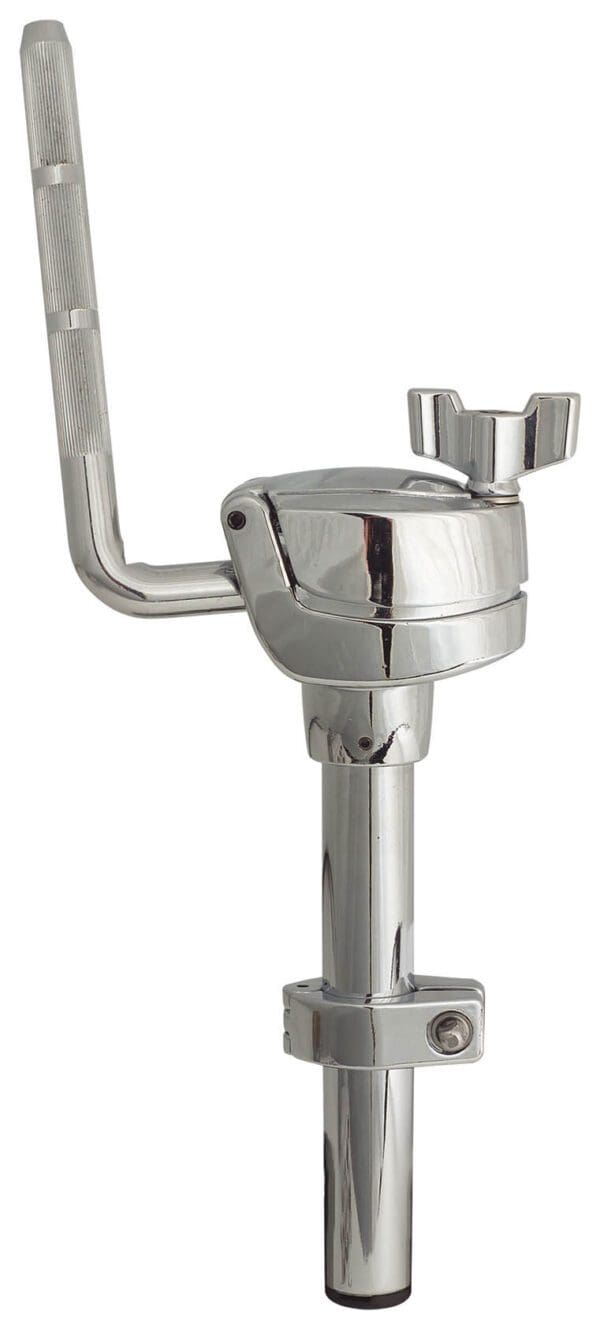 An image of a chrome holder with a handle on it.