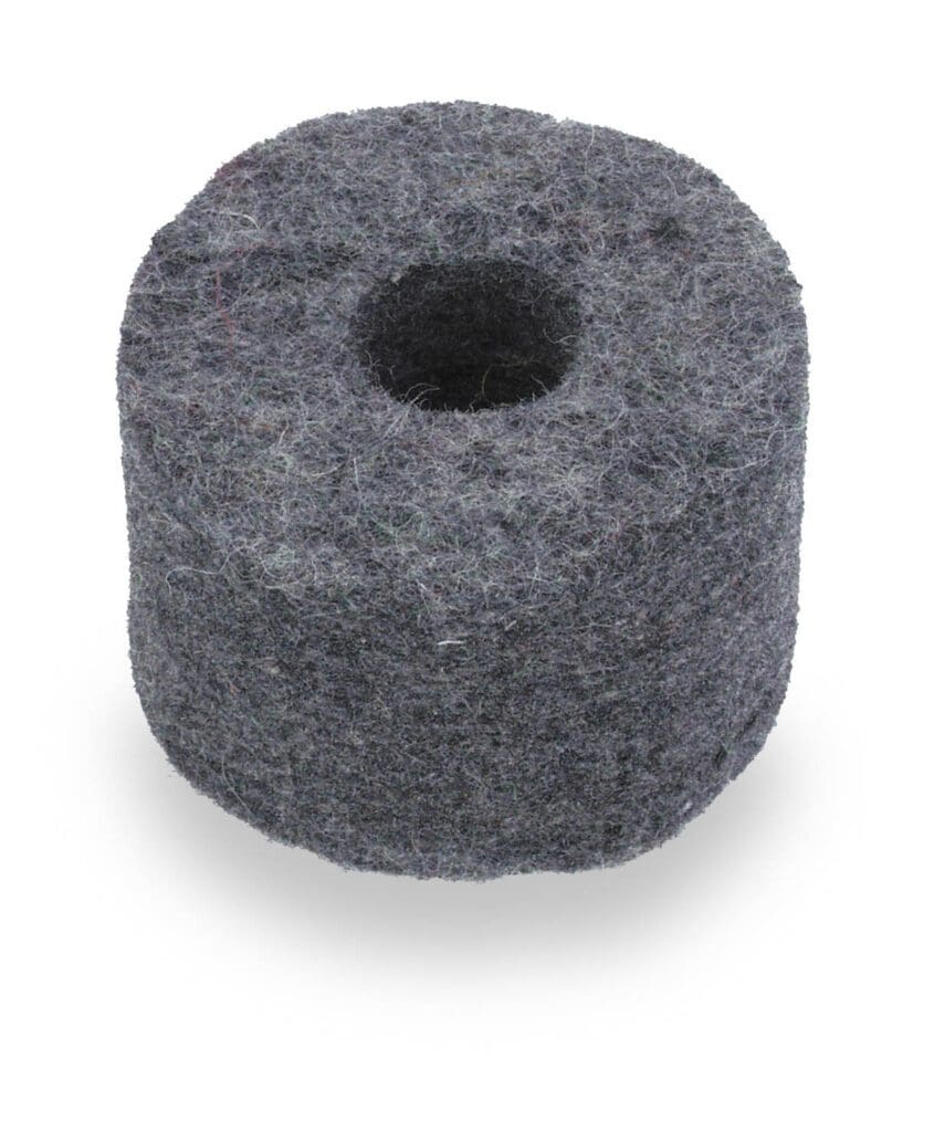 A grey felt ring on a white background.