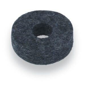 A black felt ring on a white surface.