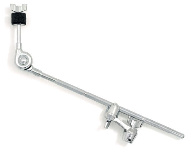 A black and chrome drum arm on a white background