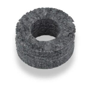 A grey felt ring on a white background.