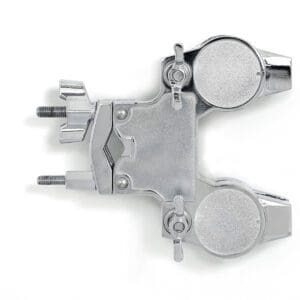 A chrome clamp on a white background.