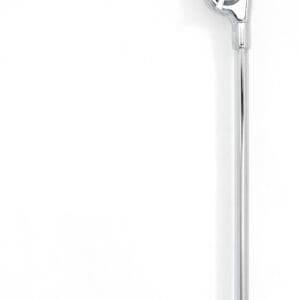 A black and chrome drum arm on a white background