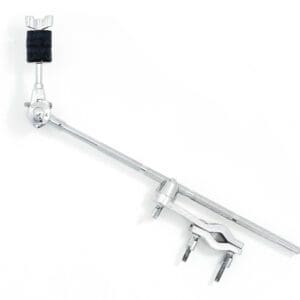 A black and chrome drum arm on a white background