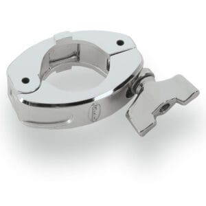 A chrome clamp on a white background.