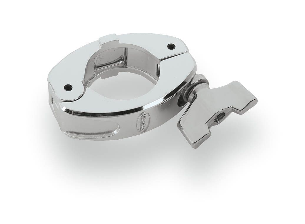 A chrome clamp on a white background.