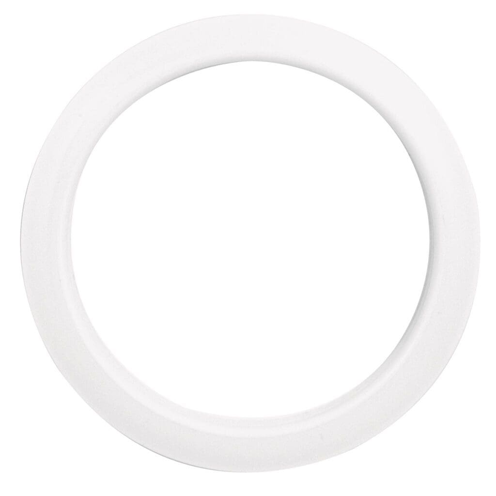 A white plastic ring on a white background.