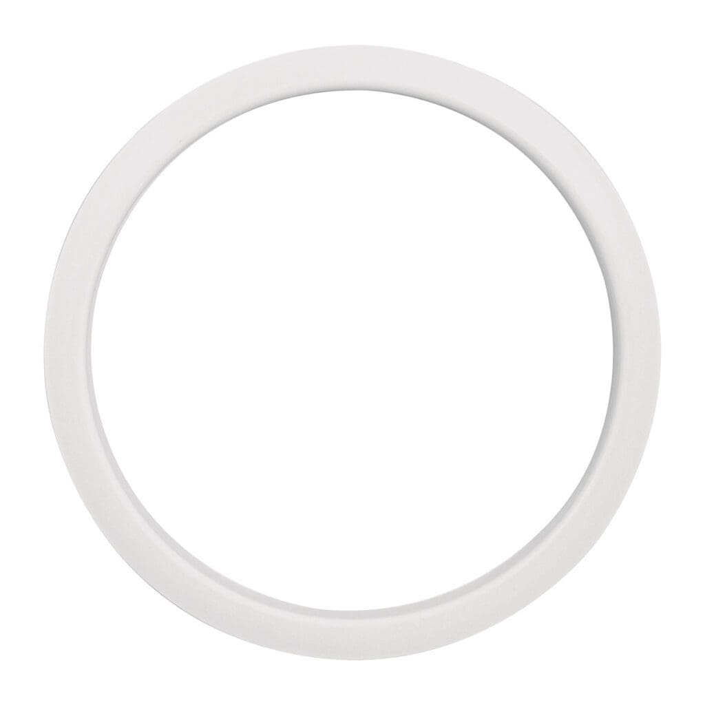 A white plastic ring on a white background.