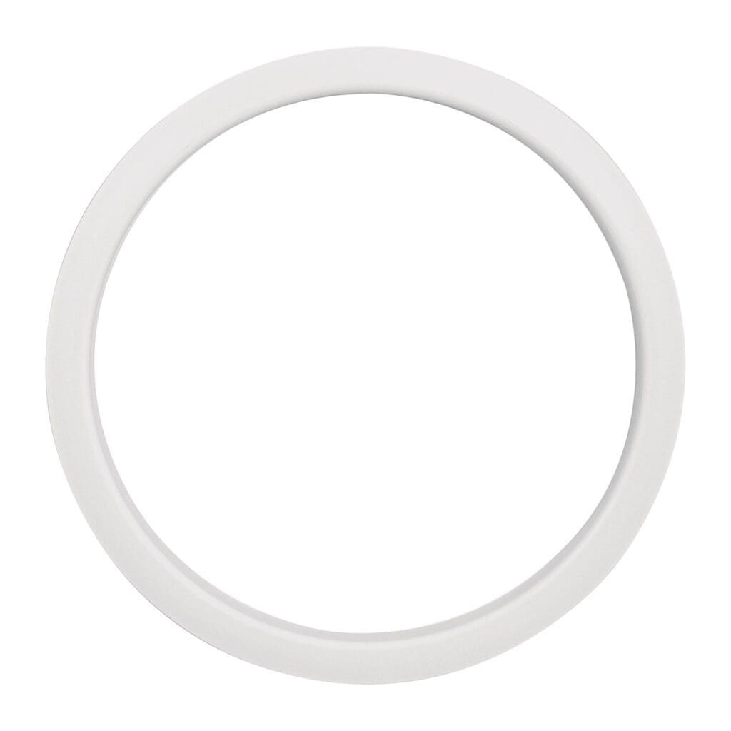 A white plastic ring on a white background.