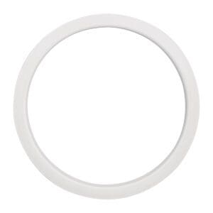 A white plastic ring on a white background.