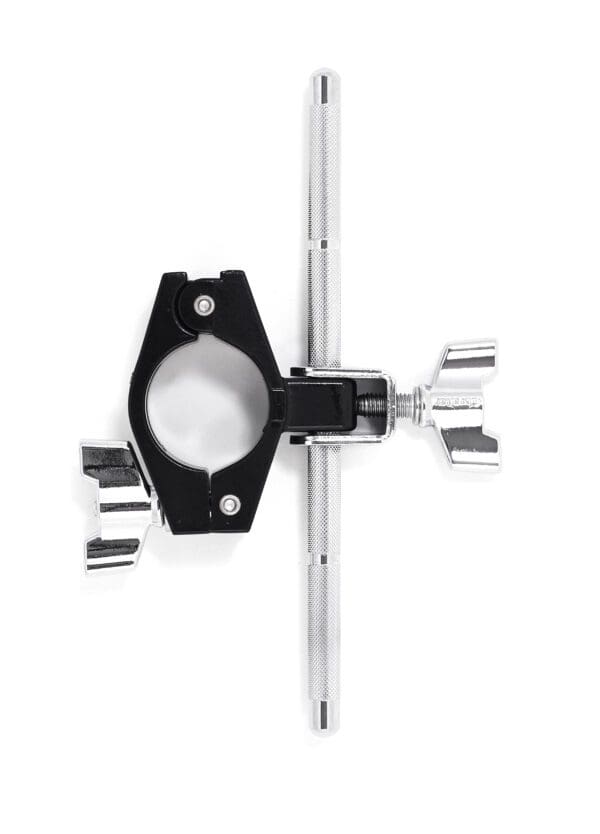 A black and white picture of a clamp on a white background.