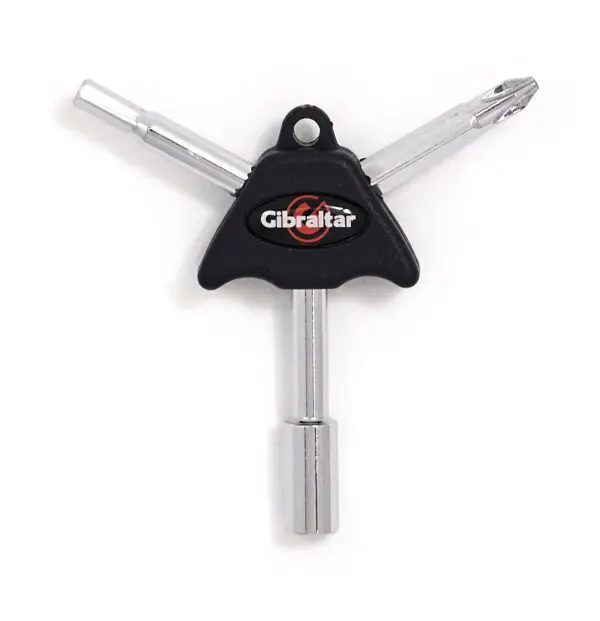 A metal chrome screw opener with white background