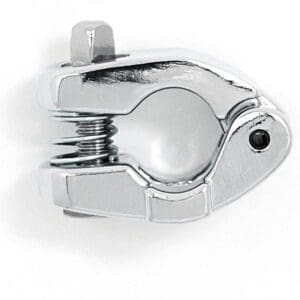 A chrome clamp on a white background.