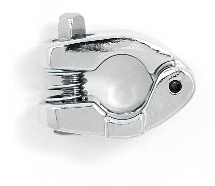 A chrome clamp on a white background.