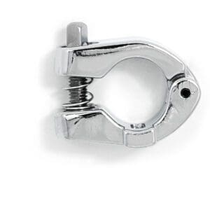 A chrome clamp on a white background.