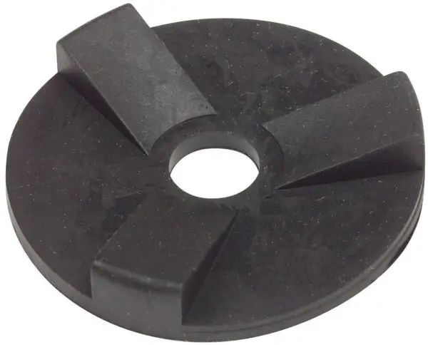 A black plastic ring with a hole in it.