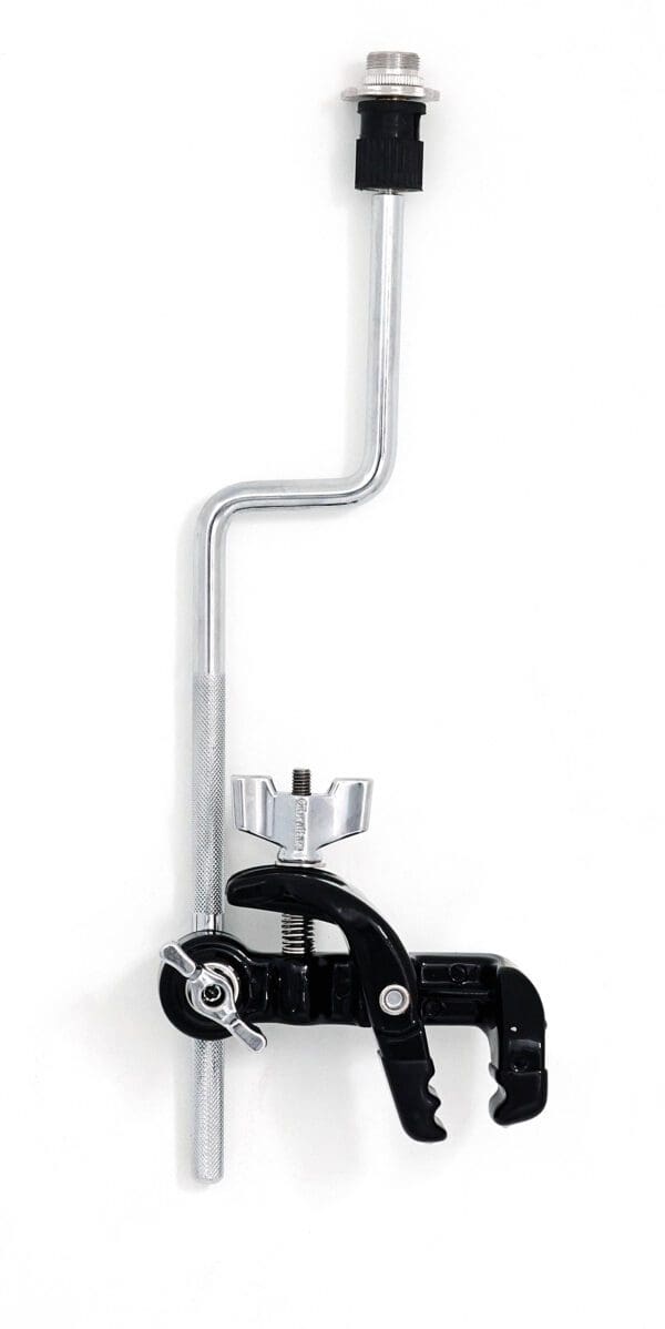 A black and white picture of a clamp on a white background.