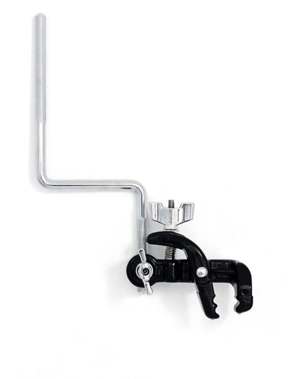 A black metal clamp on a white background.