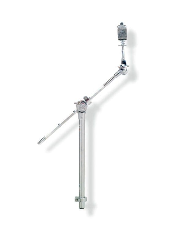 A black and chrome drum arm on a white background