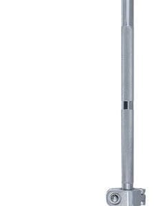 A black and chrome drum arm on a white background