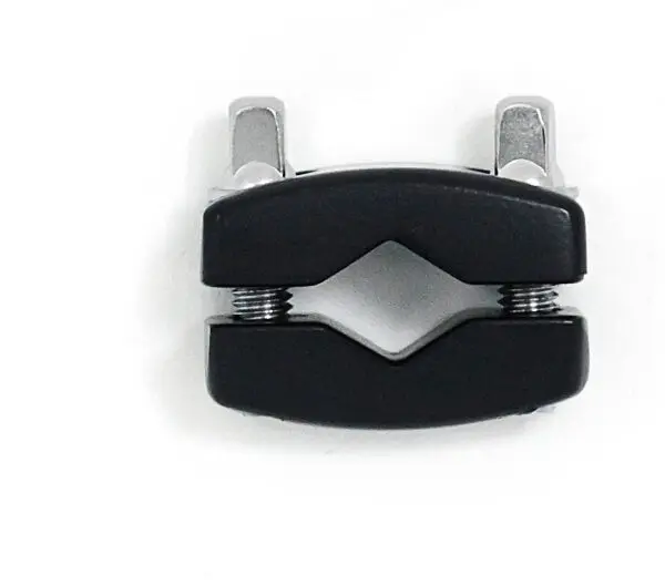 A chrome clamp on a white background.