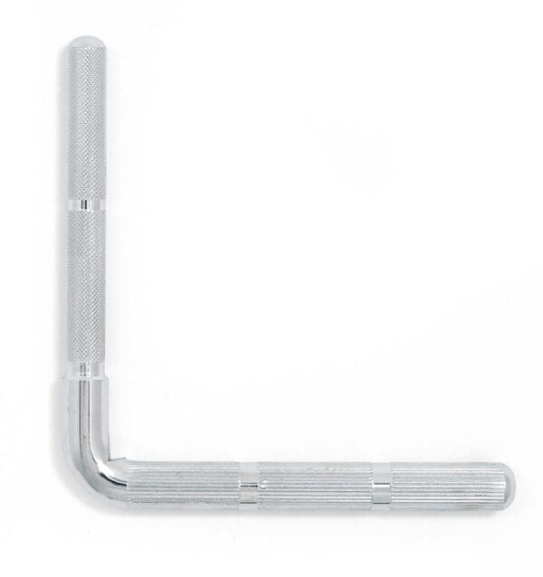 A plastic handle on a white surface.