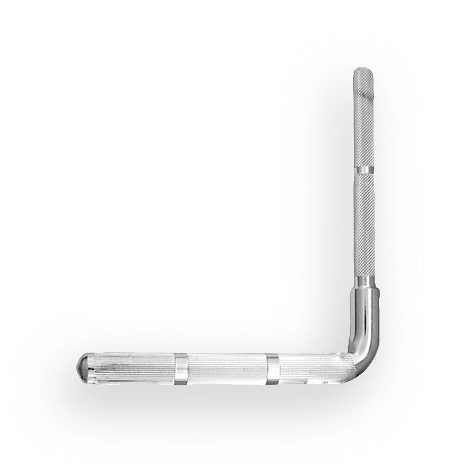 A stainless steel pipe on a white background.