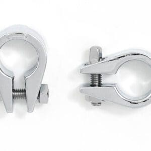 A chrome clamp on a white background.