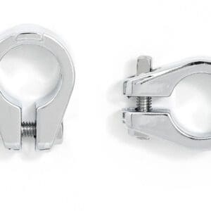 A chrome clamp on a white background.