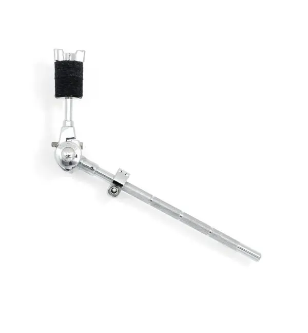 A black and chrome drum arm on a white background