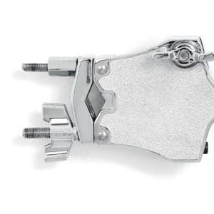 A chrome clamp on a white background.