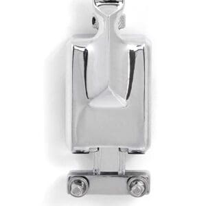 A chrome clamp on a white background.