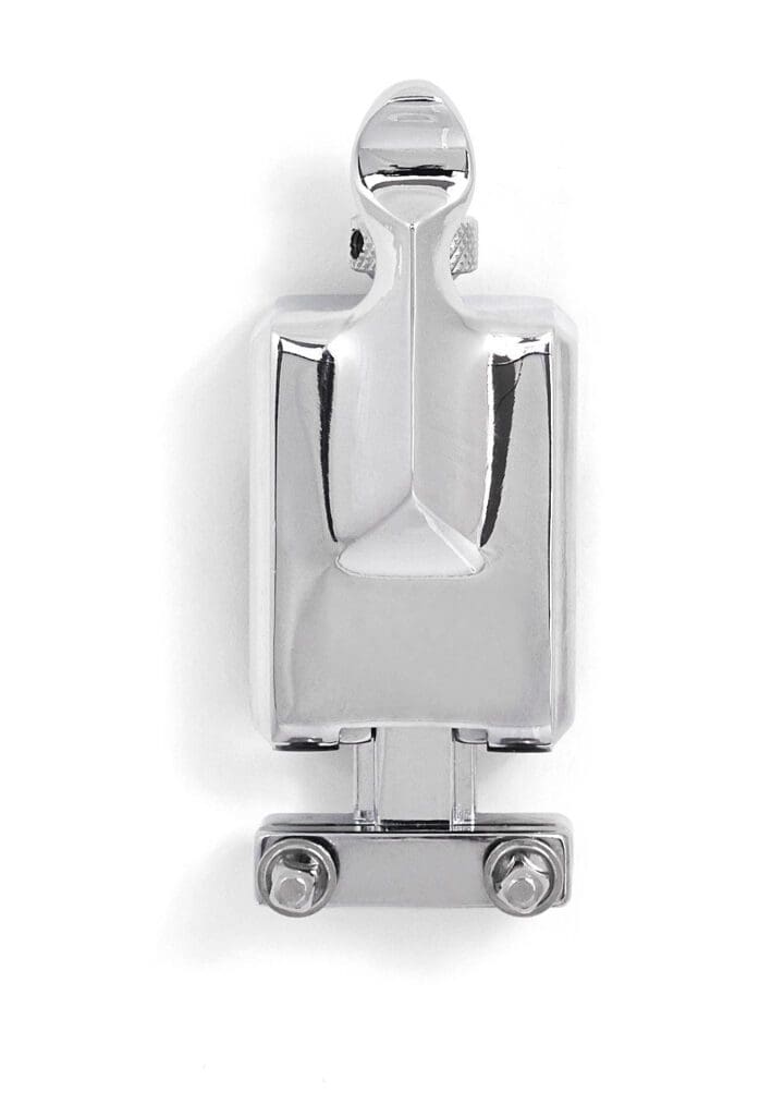 A chrome clamp on a white background.