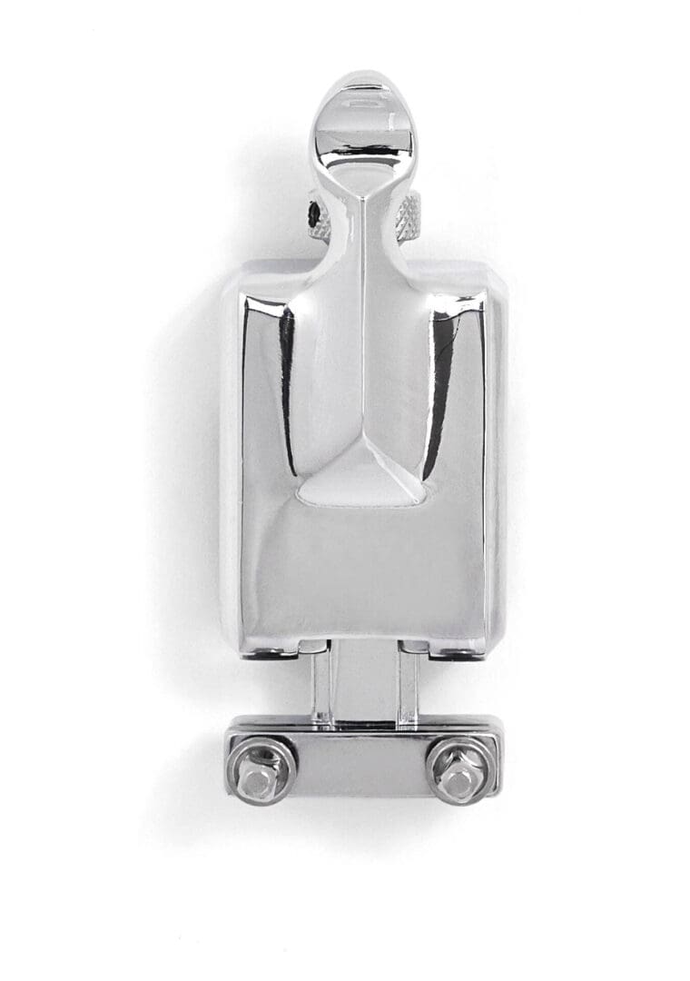 A chrome clamp on a white background.